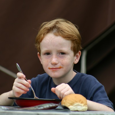 boy eating alone